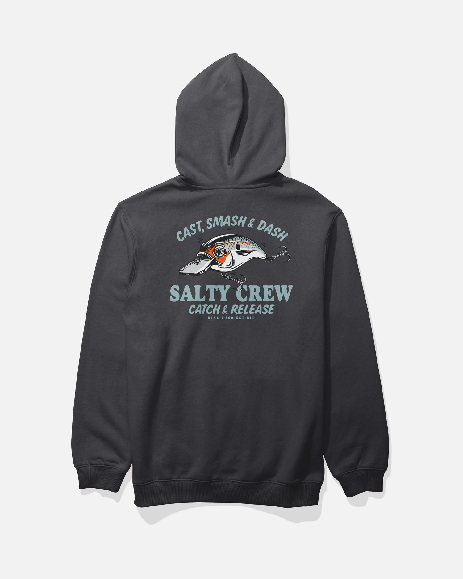 Back view of the Cast Life Fleece Hoodie - Black. 
