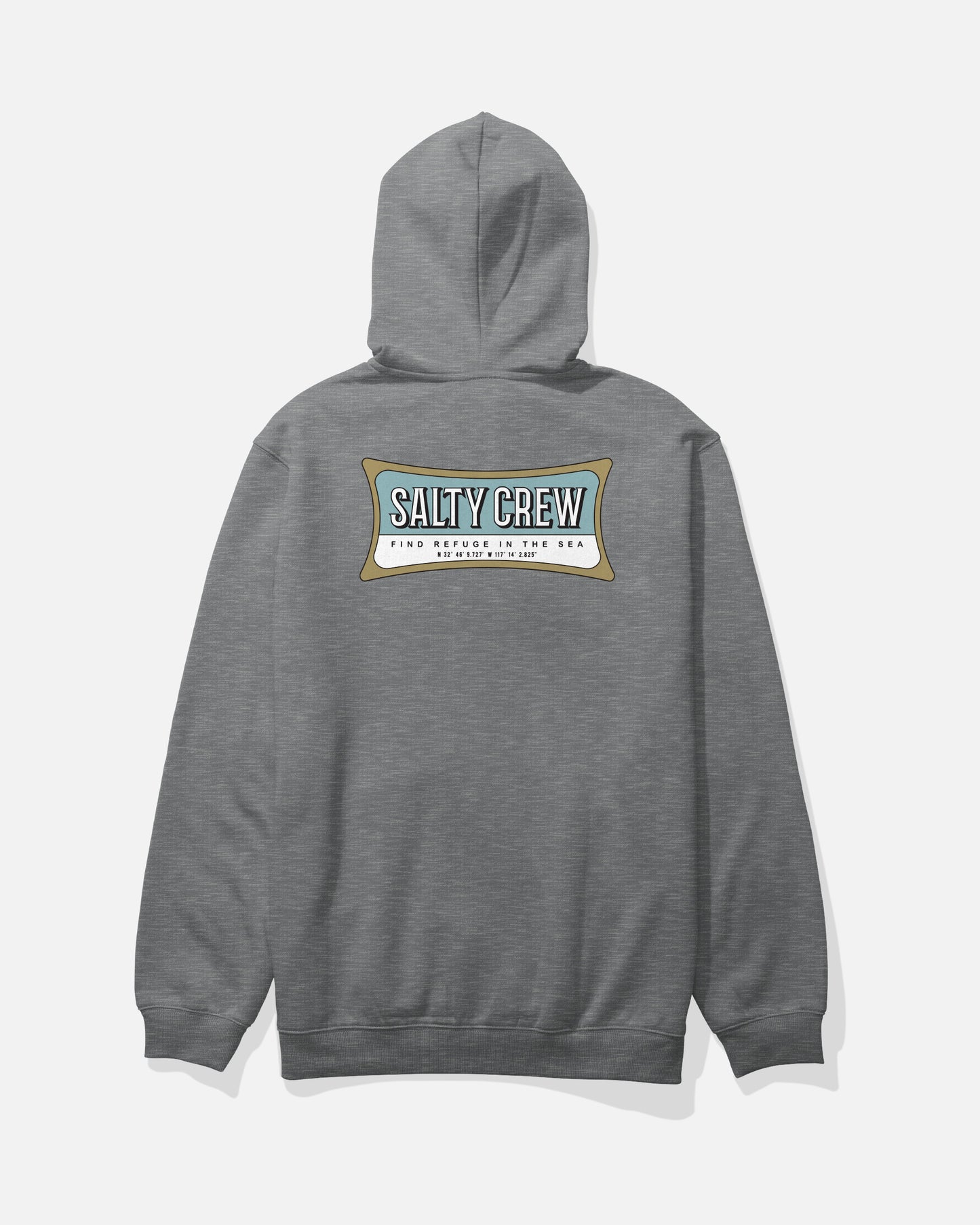 Back view of the Essential Zip Fleece Hoodie - Gunmetal Heather. 
