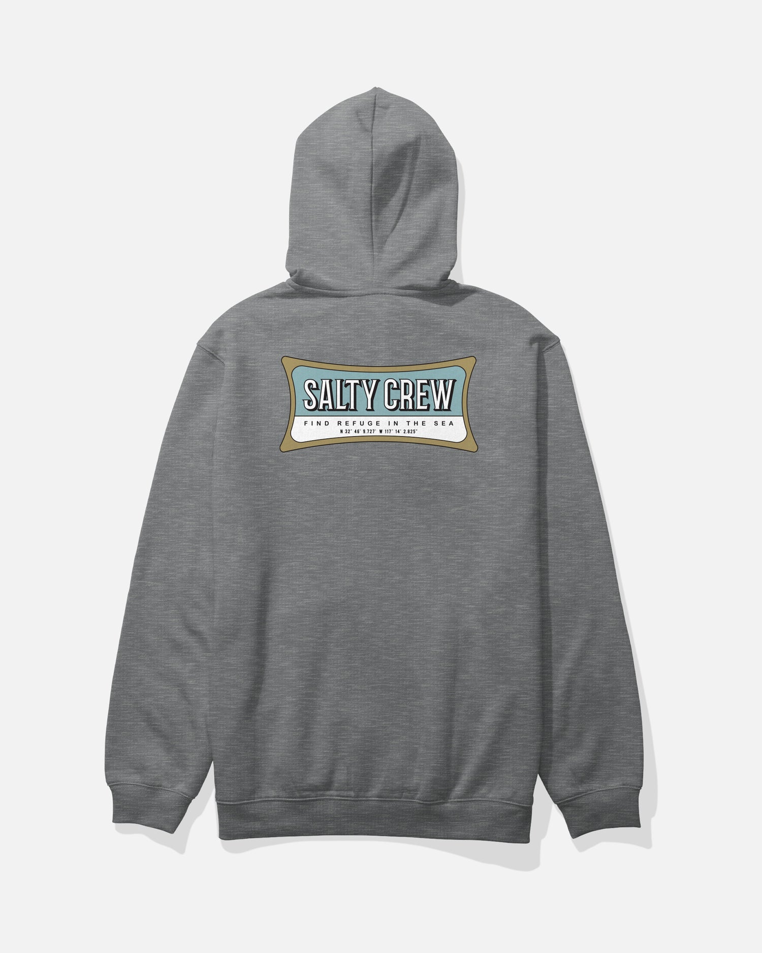 Back view of the Essential Zip Fleece Hoodie - Gunmetal Heather. 