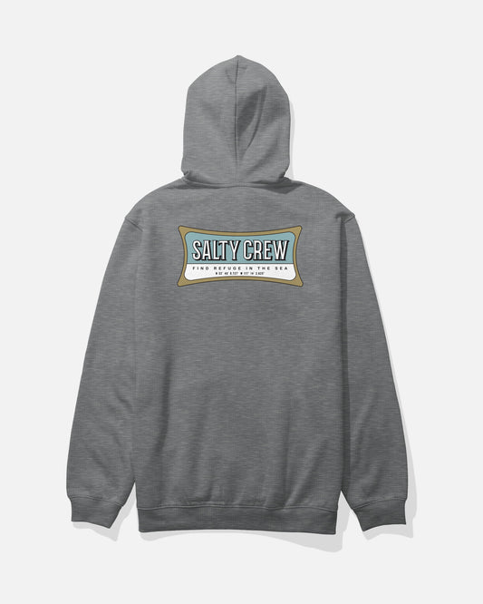 Back view of the Essential Zip Fleece Hoodie - Gunmetal Heather. 