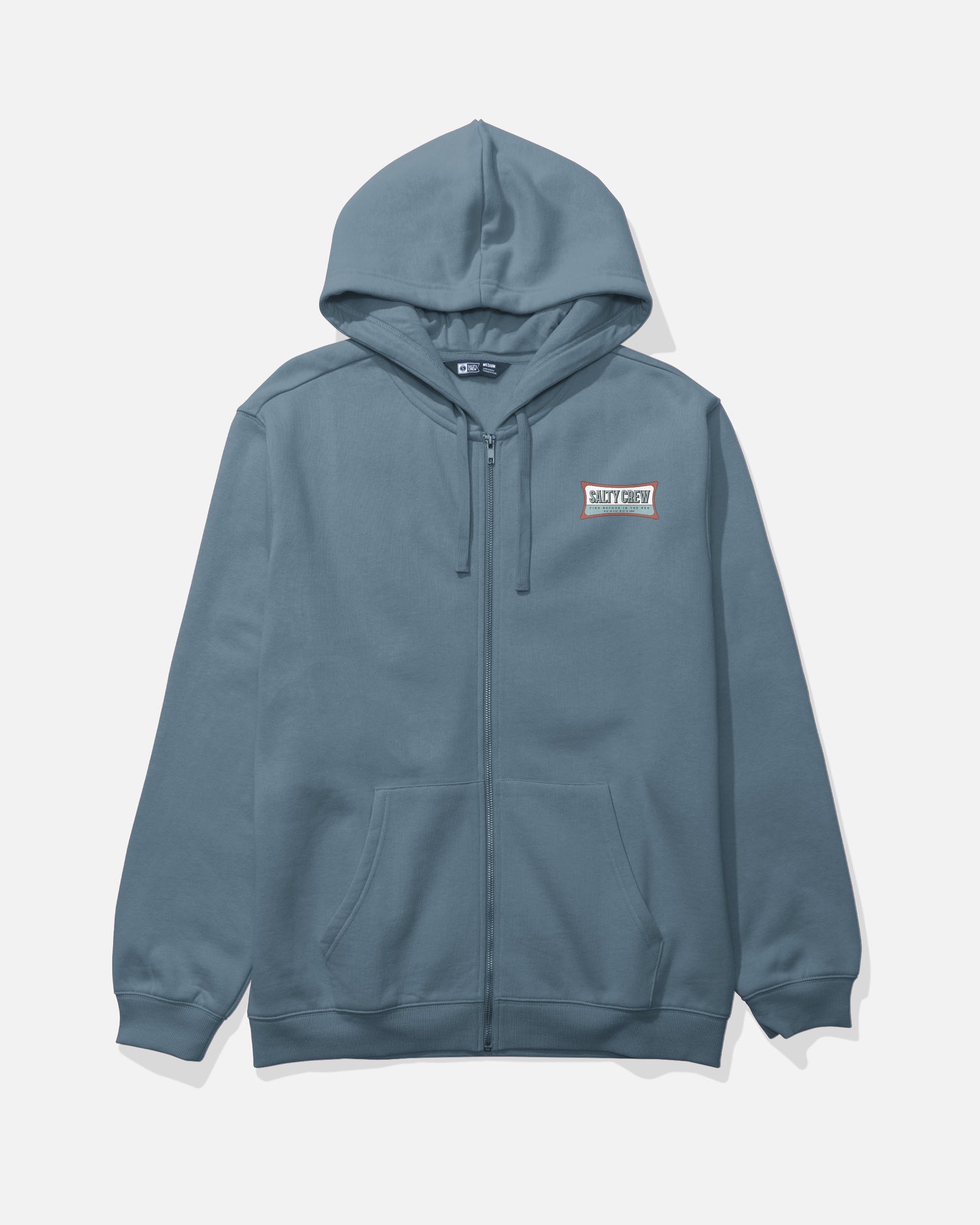 Front view of the Essential Zip Fleece Hoodie - Slate. 