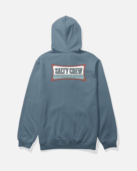 Back view of the Essential Zip Fleece Hoodie - Slate. 