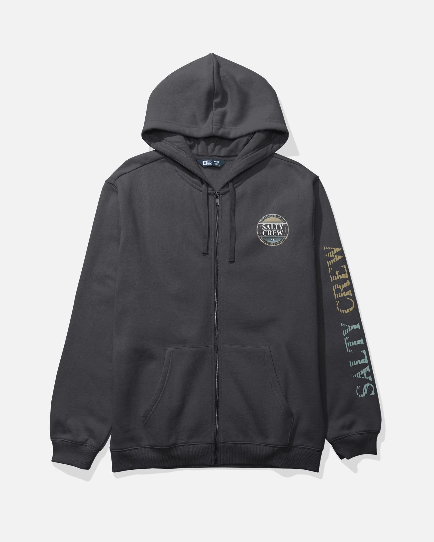 Front view of the Simple Fade Zip Fleece Hoodie - Black. 