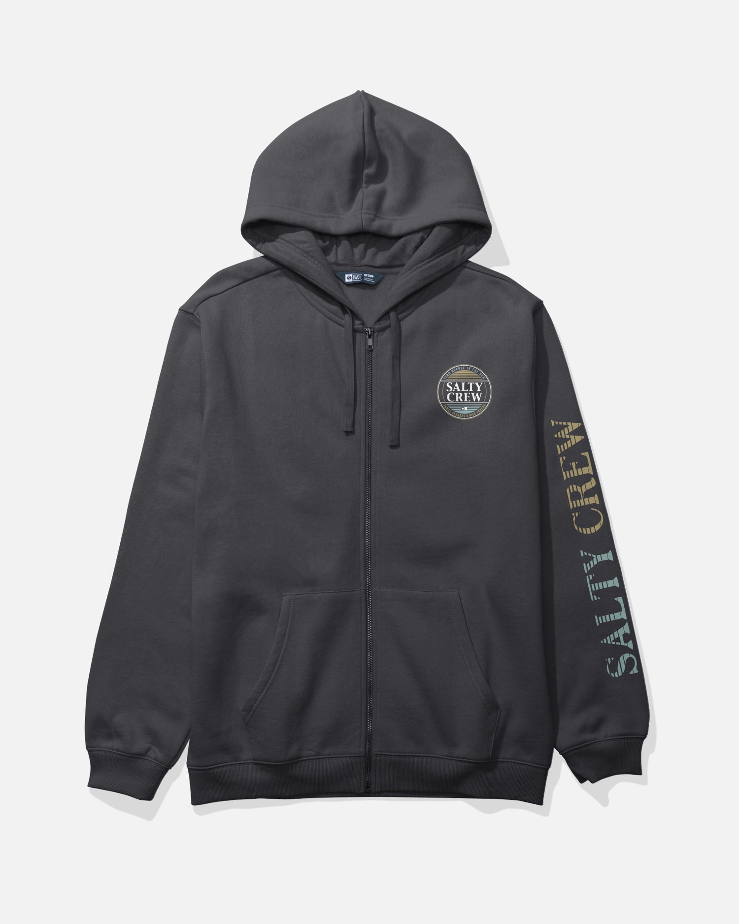 Front view of the Simple Fade Zip Fleece Hoodie - Black. 