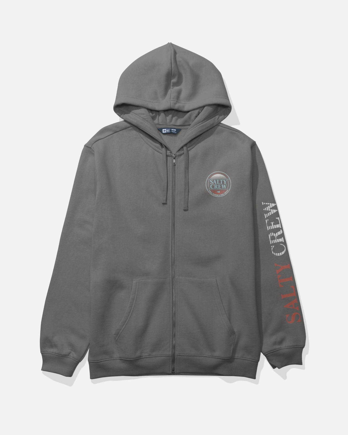 Front view of the Simple Fade Zip Fleece Hoodie - Charcoal. 