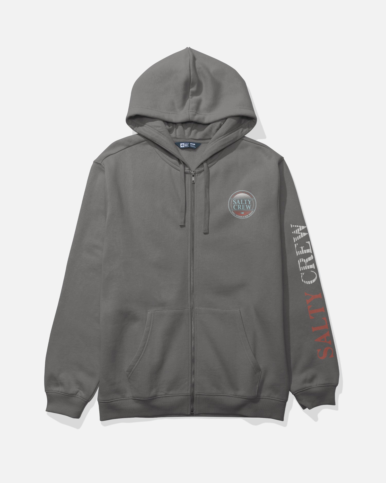 Front view of the Simple Fade Zip Fleece Hoodie - Charcoal. 