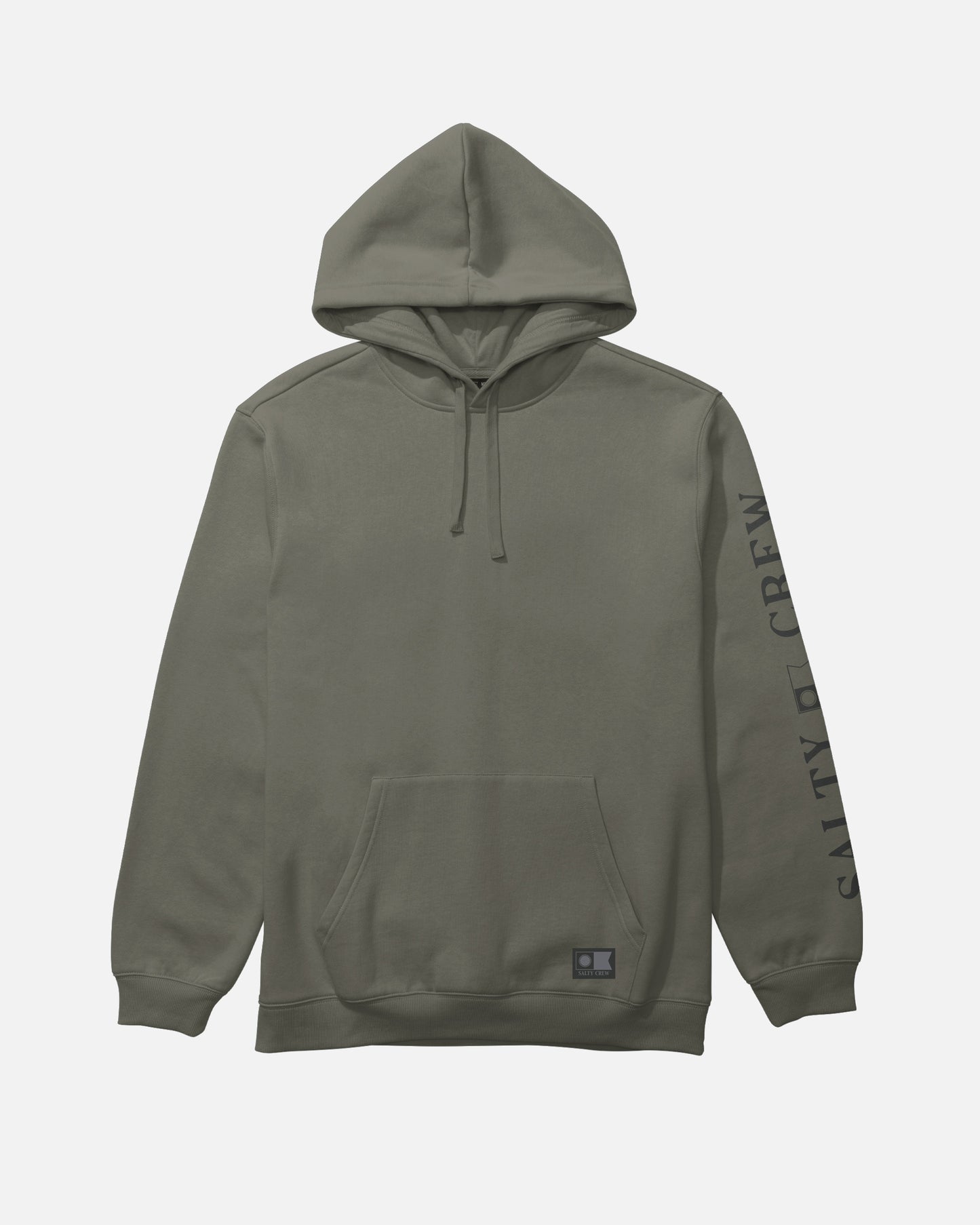 Front view of the Refuge Fleece Hoodie - Olive. 