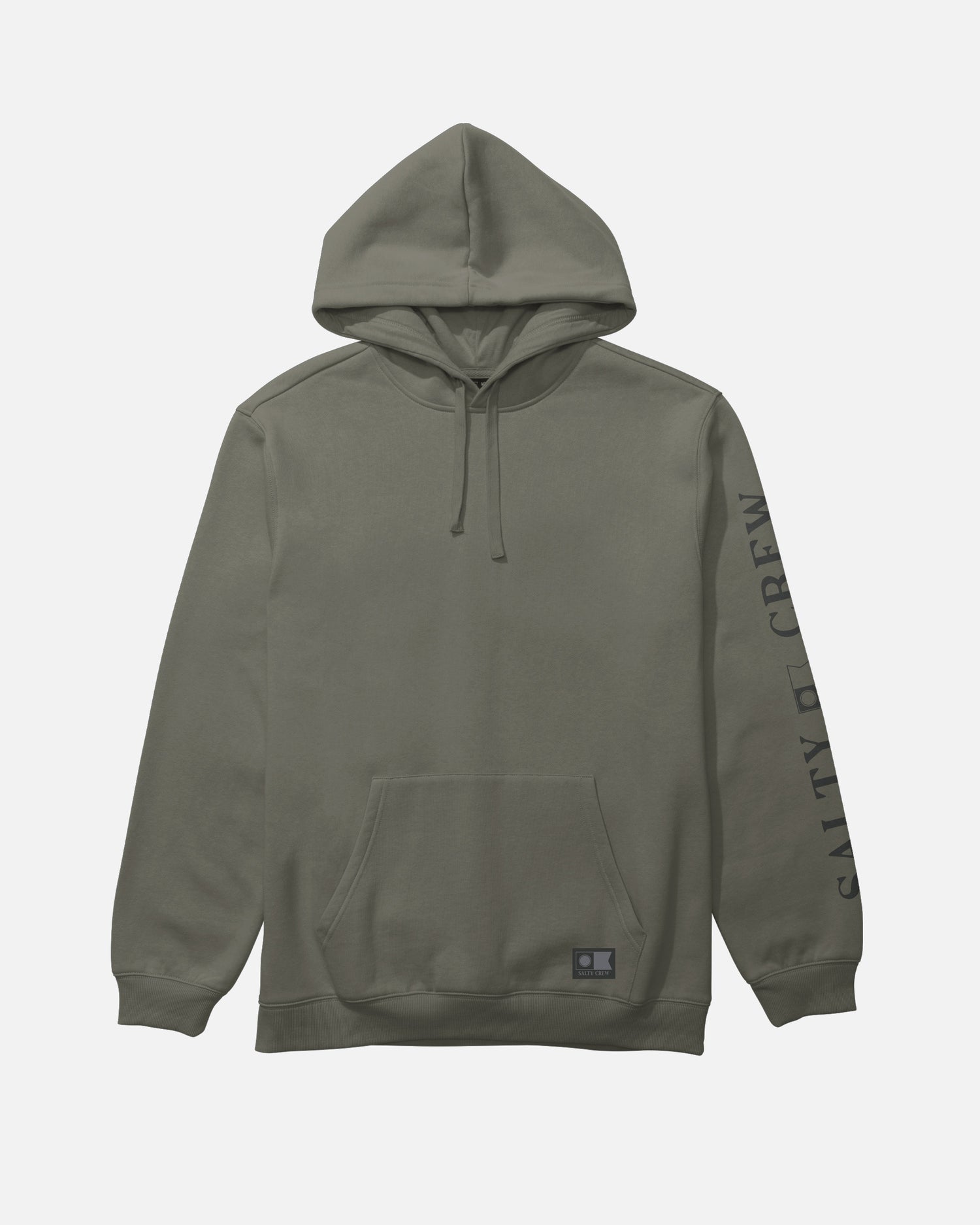 Front view of the Refuge Fleece Hoodie - Olive. 