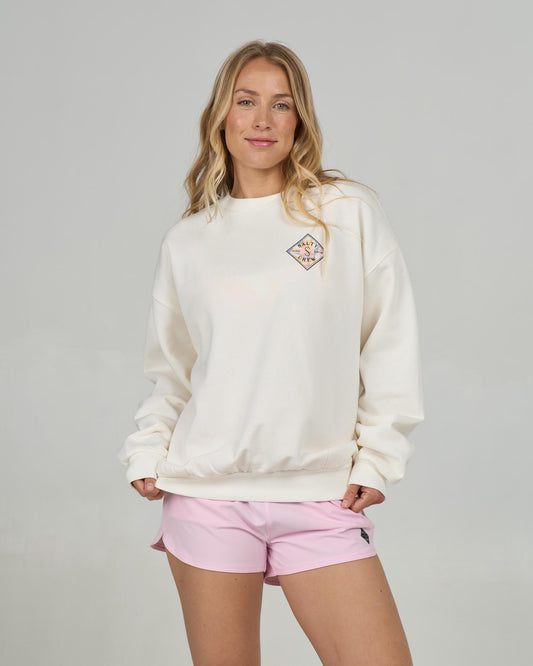 Front view of the Tippet Crew - Off White. 