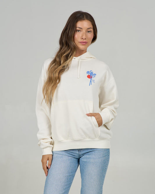Front view of the Geo Palm Hoody - Off White. 