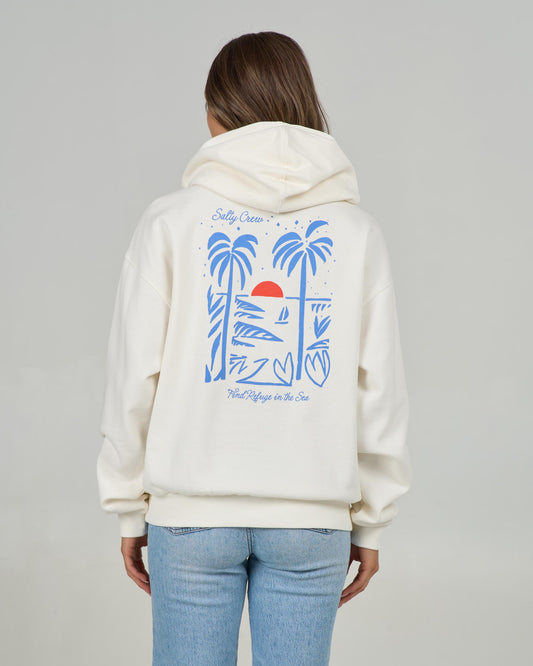 Back view of the Geo Palm Hoody - Off White. 