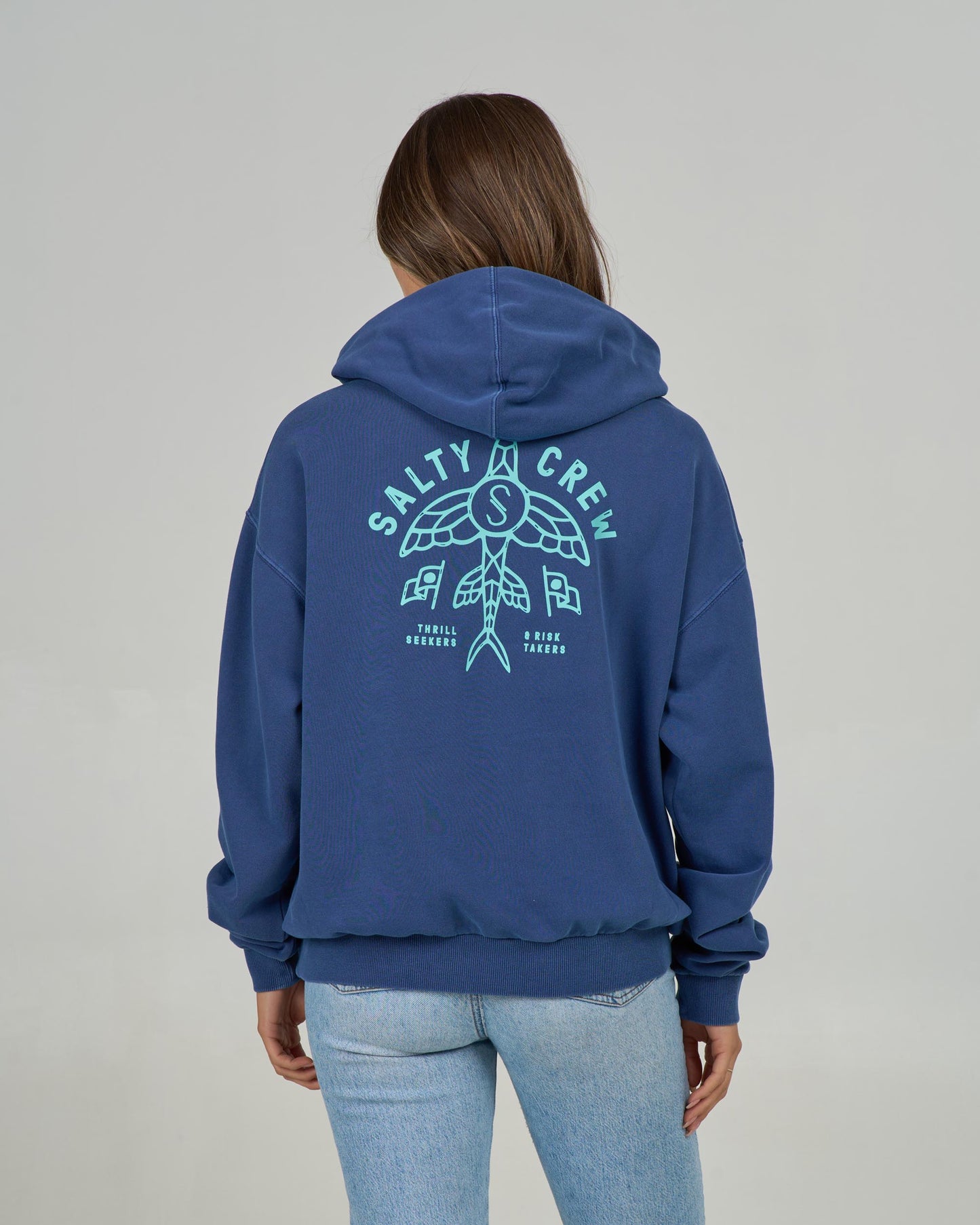 Back view of the Flying High Hoody - Navy. 