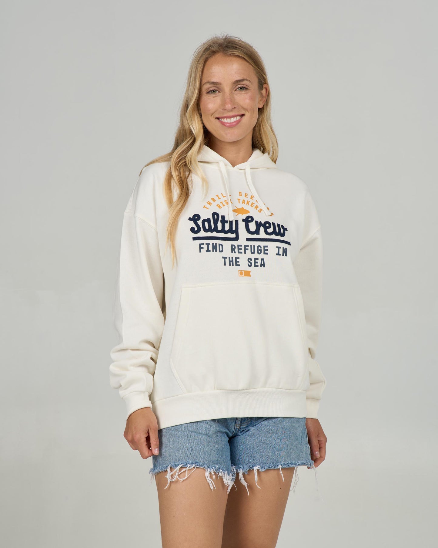 Front view of the Unscripted Hoody - Off White. 