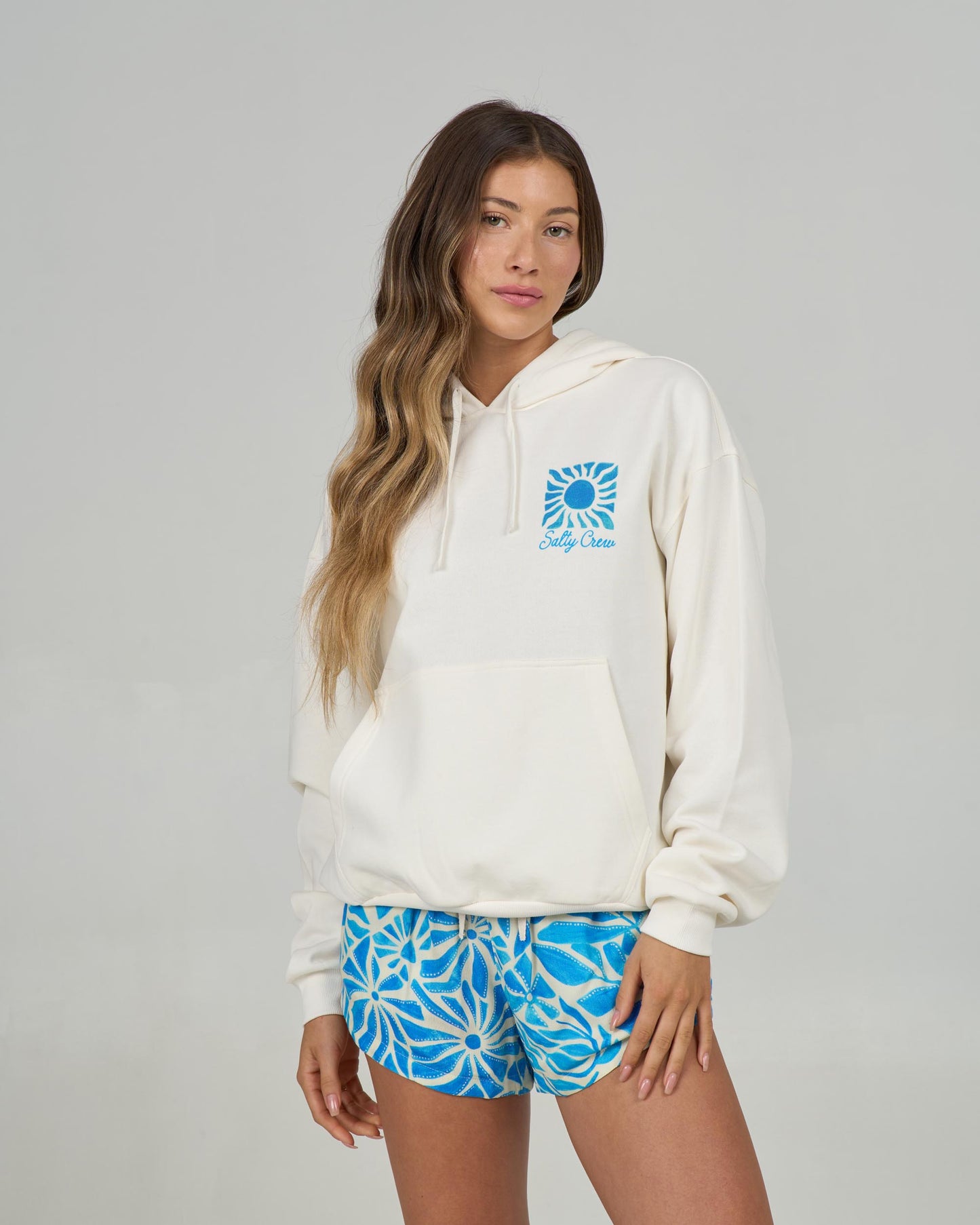 Front view of the Sunblock Hoody - Off White. 