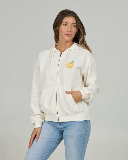 Front view of the Simplicity Zip Hoody - Off White. 
