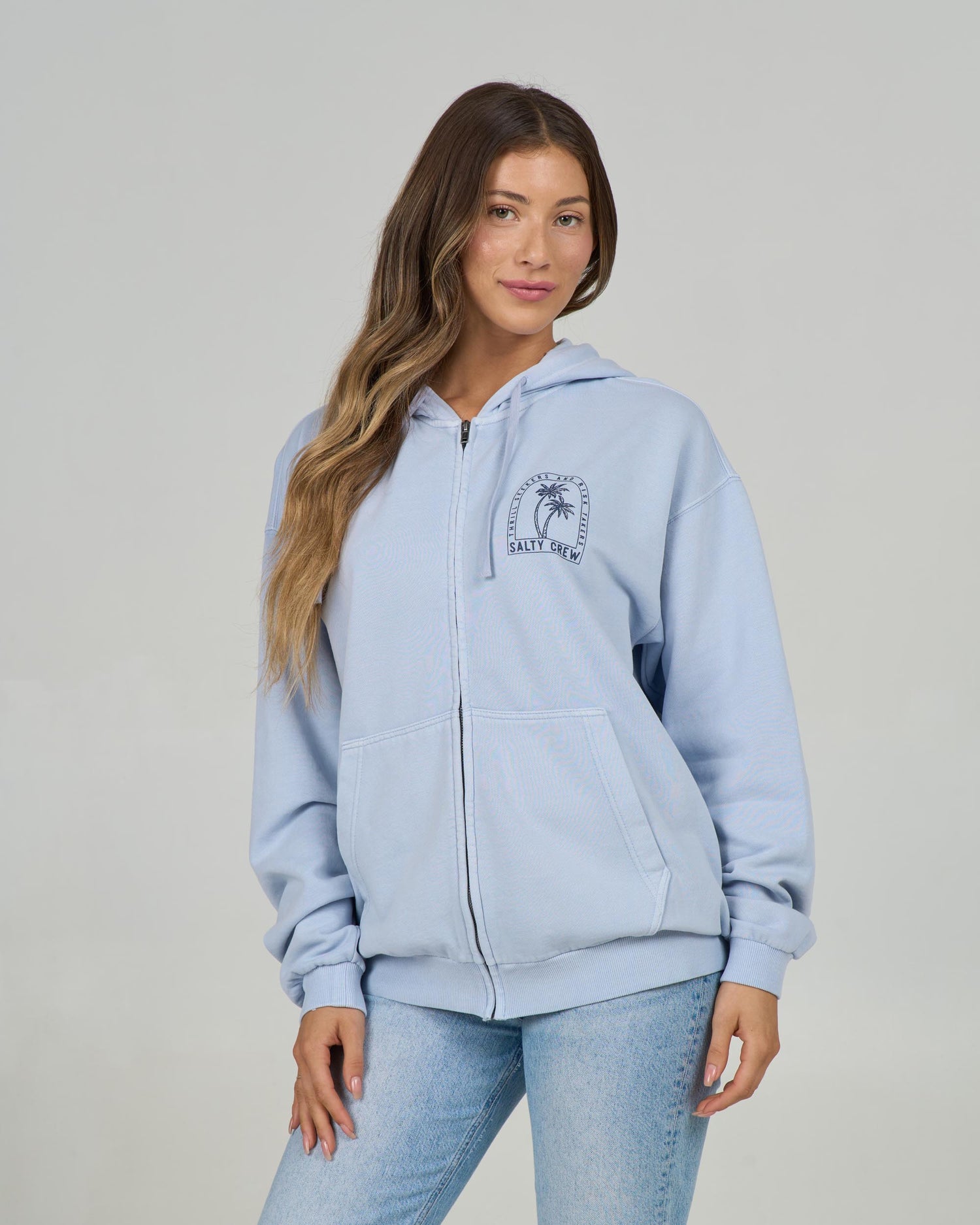 Front view of the Archway Zip Hoody - Fog. 
