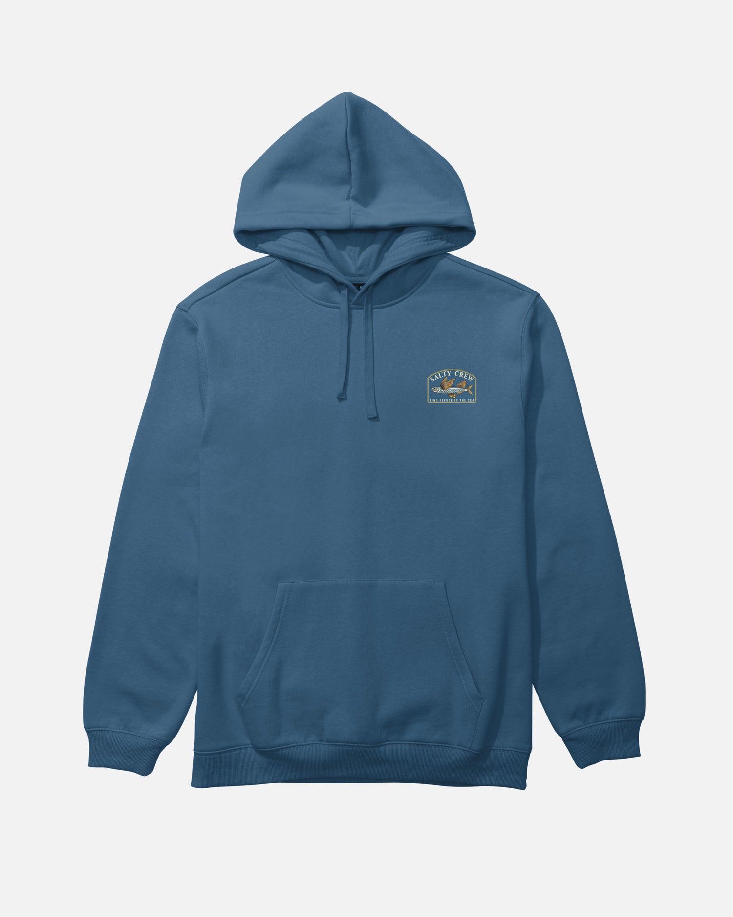 Front view of the Crafted Pigment Fleece Hoodie - Cast Blue.
