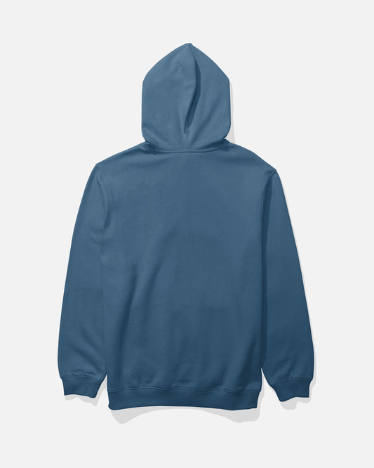 Back view of the Crafted Pigment Fleece Hoodie - Cast Blue.