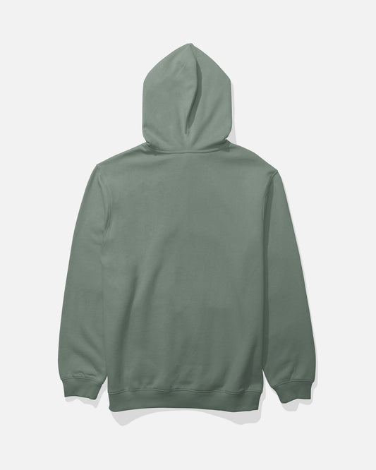 The Salty Crew Refuge Fleece - Laurel Wreath hoodie is shown from the back against a white background. Crafted from a comfortable cotton-polyester blend, this mid-weight hoodie features a classic hooded design, making it ideal for everyday wear.