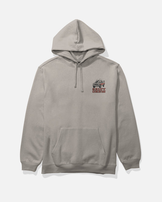 Front view of the Truck Stop Fleece Hoodie - Stone.