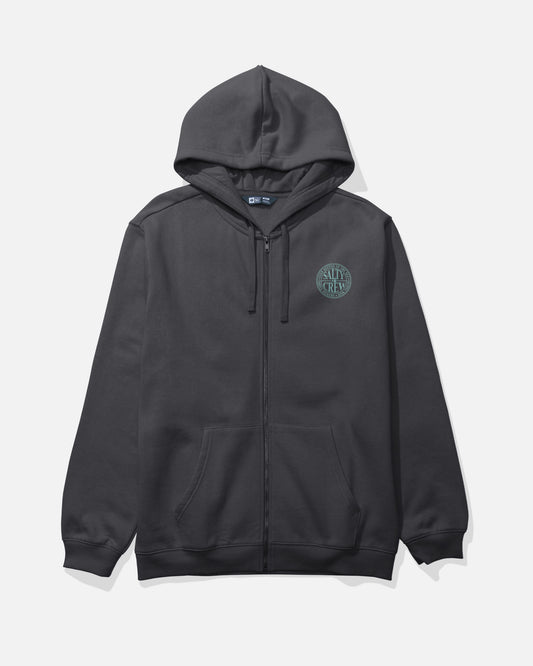 Front view of the Global Zip Fleece Hoodie - Black.