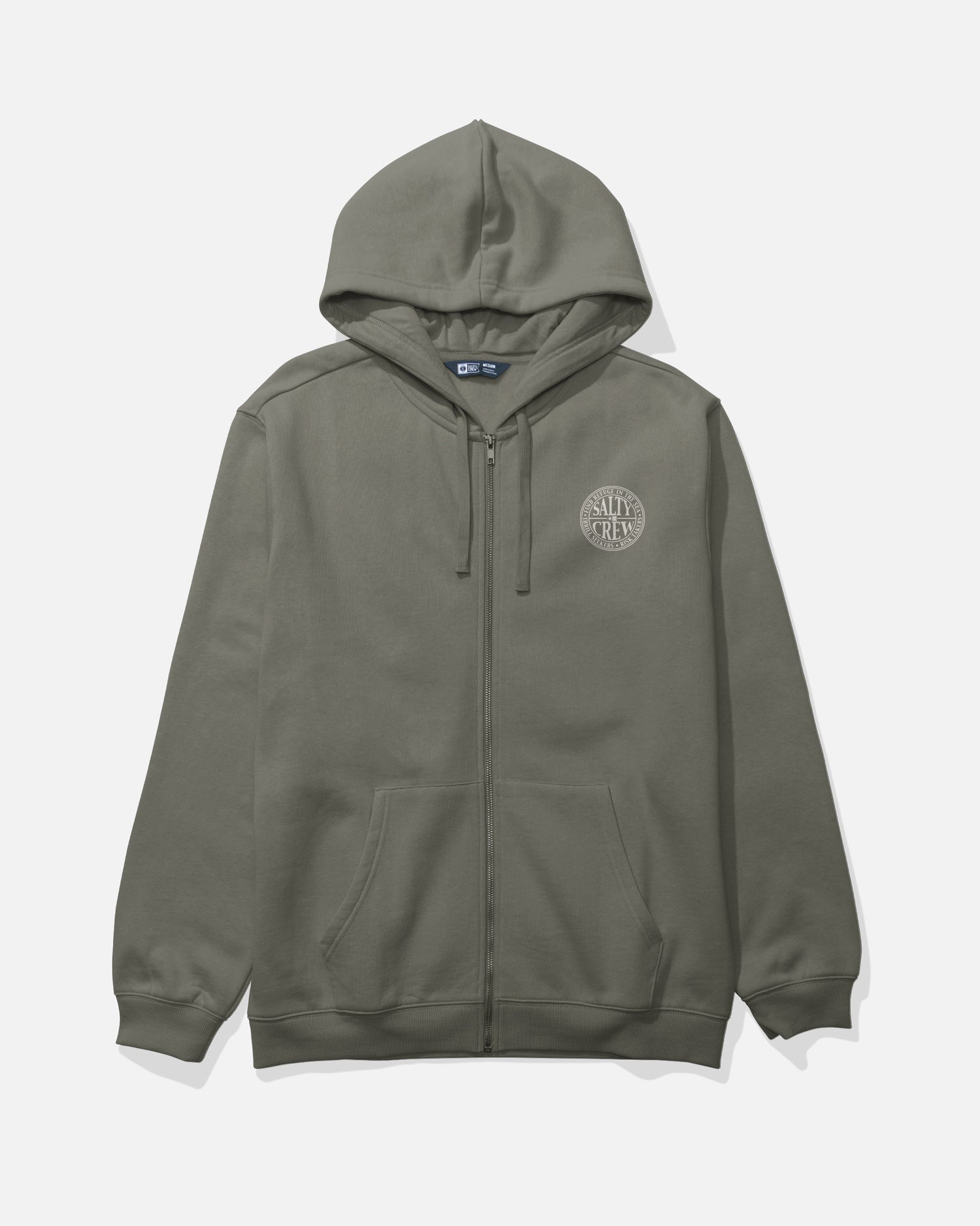 Back view of the Global Zip Fleece Hoodie - Dusty Olive.