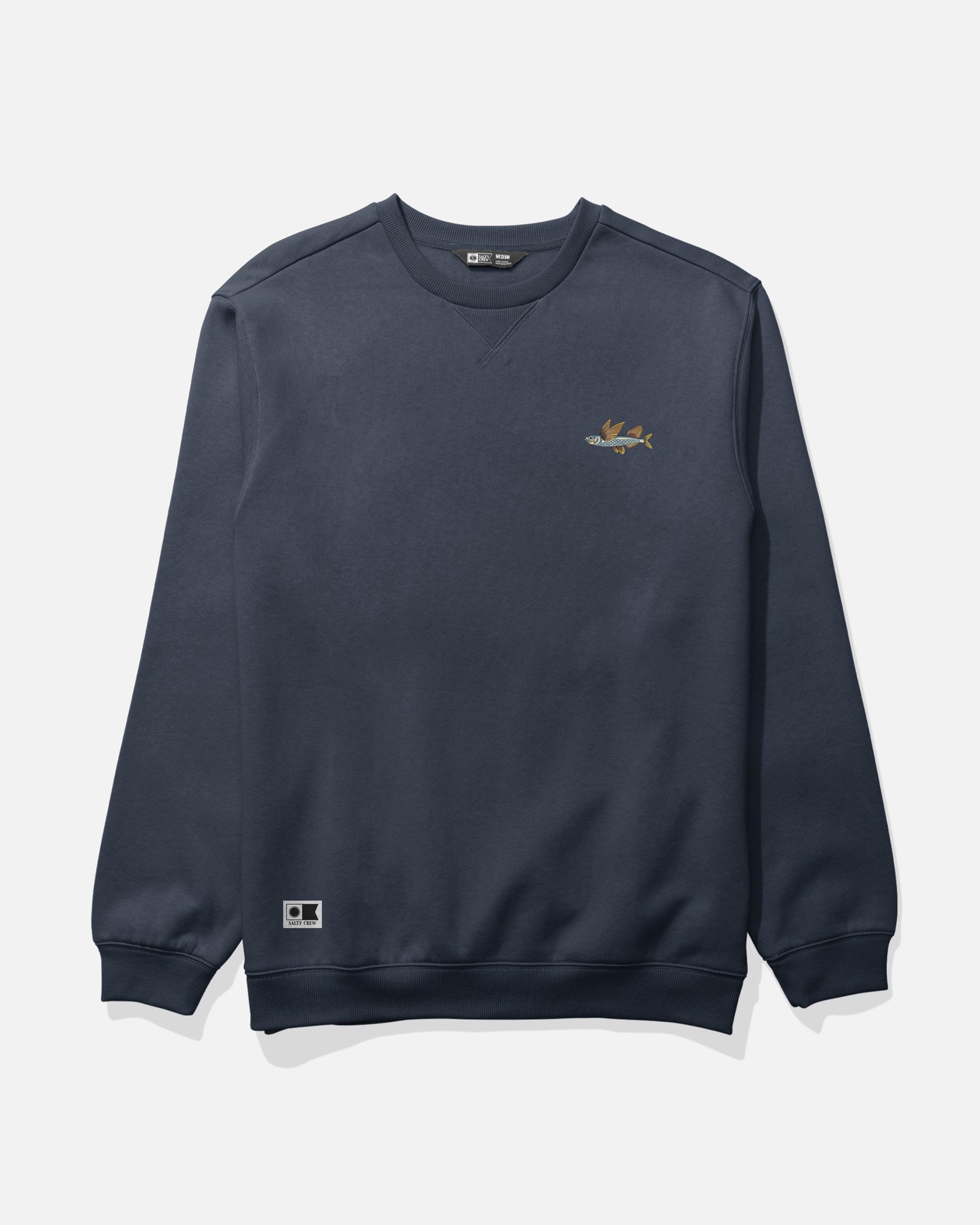 Front view of the Worn In Crew Fleece - Navy.