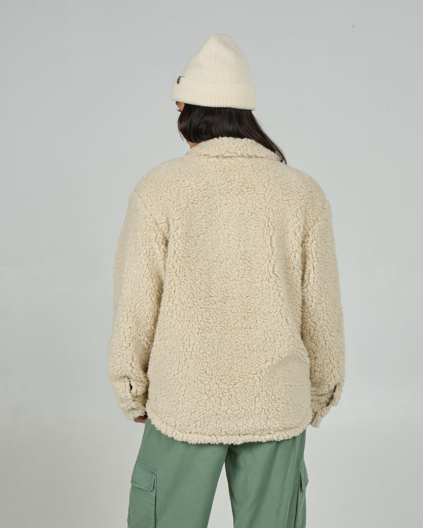 Back view of the Calm Seas Shacket - Natural. 