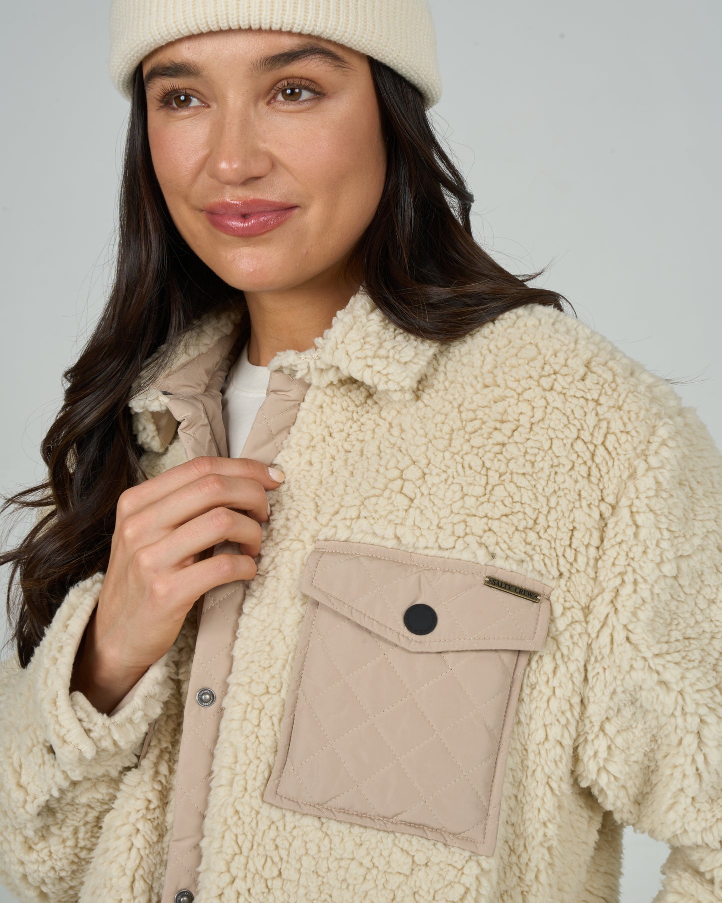 Detail photo of the Calm Seas Shacket - Natural. 
