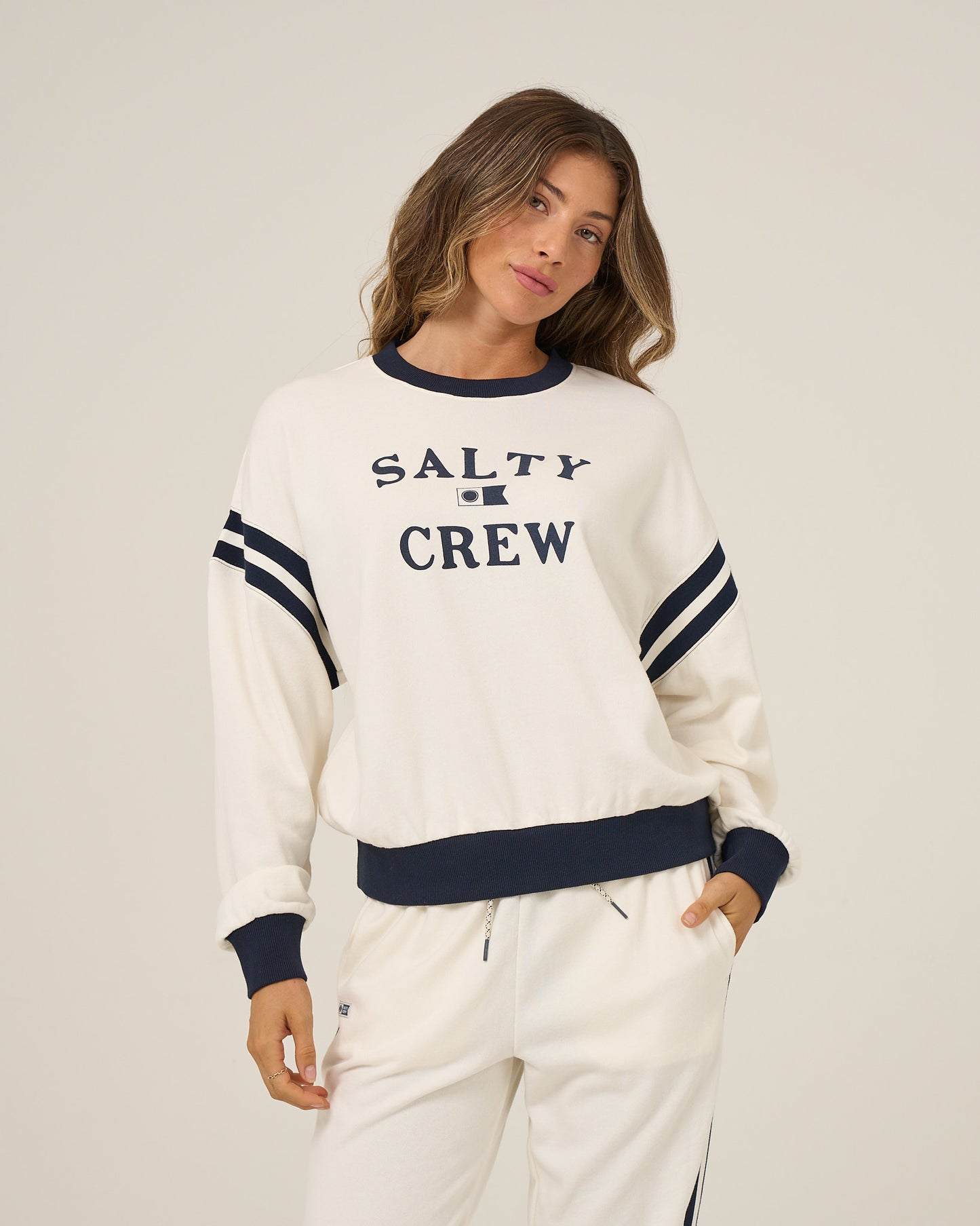 Front view of the Maritime Crew - Off White. 