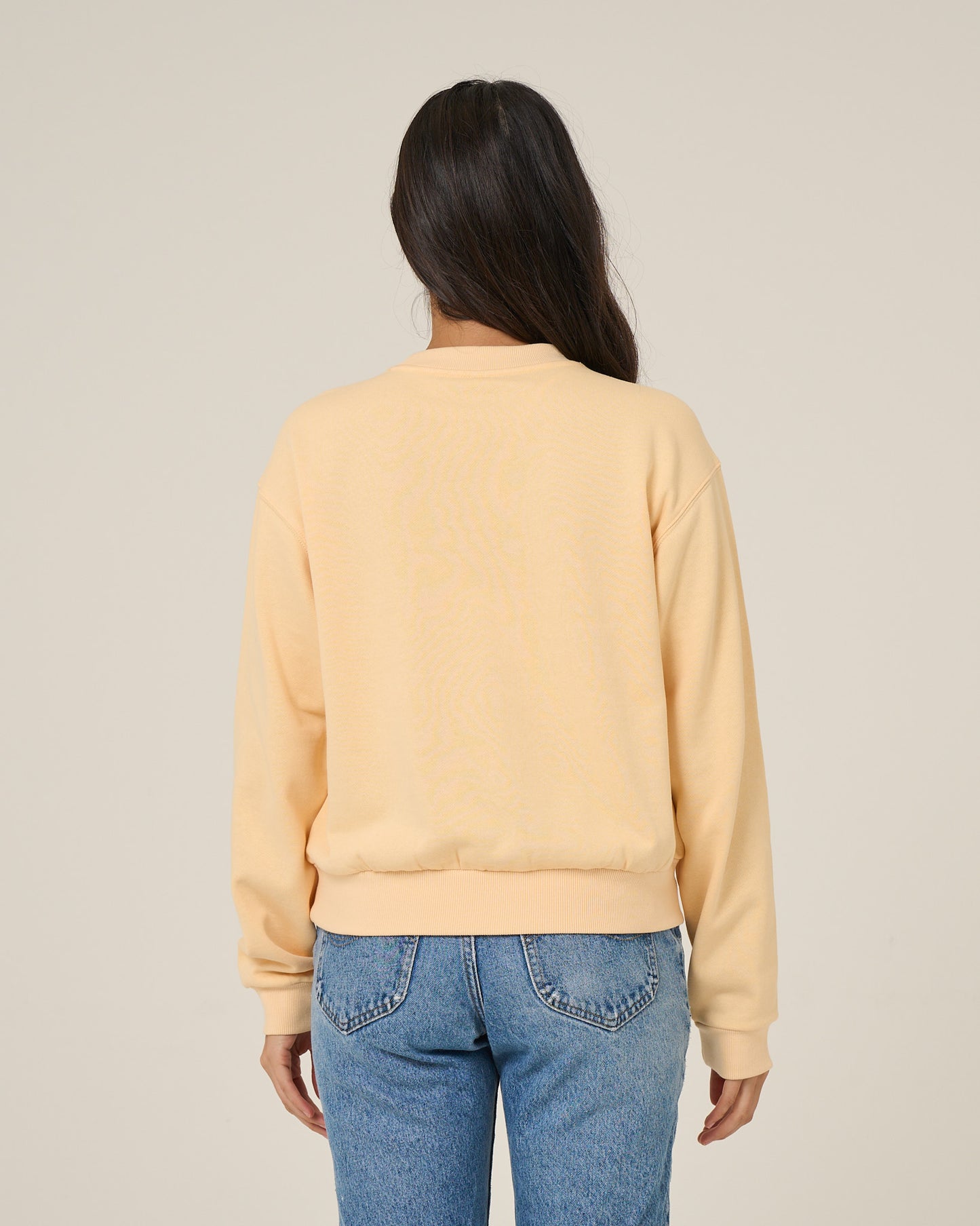 Back view of the Fishing Club Crew Fleece - Custard. 