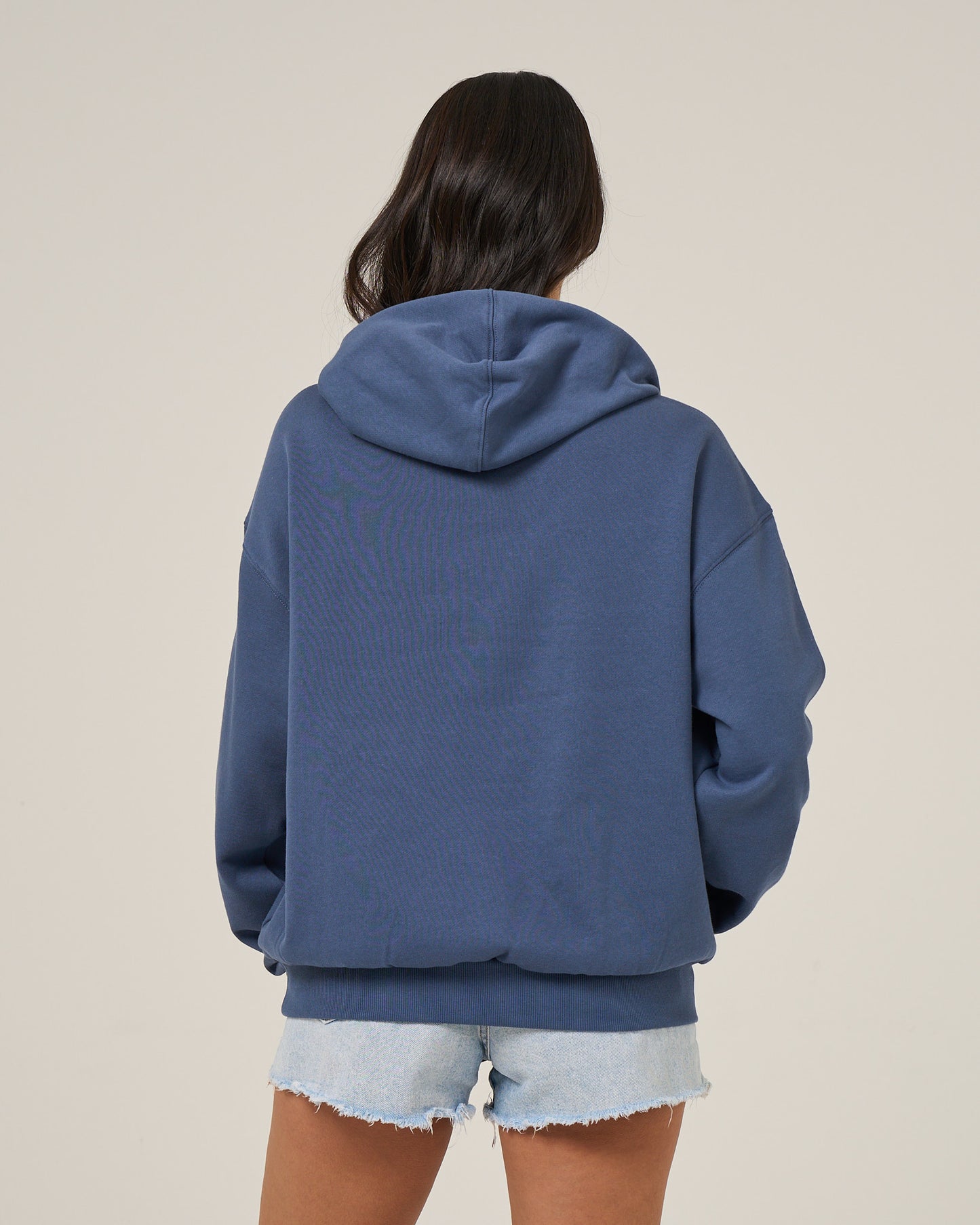 Back view of the Flag Hoodie - Vintage Indigo. 