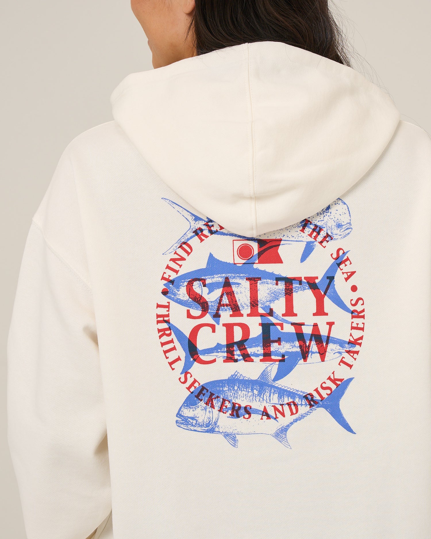 Back view of the Overlay Hoodie - Off White. 