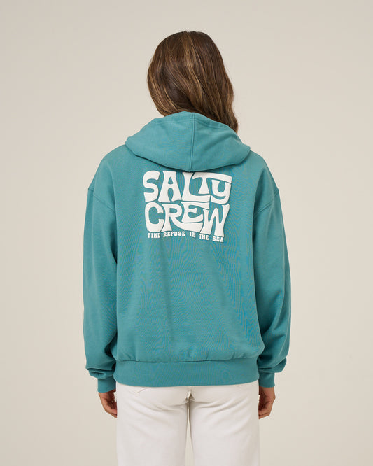 Back view of the Freestyle Hoodie - Teal. 