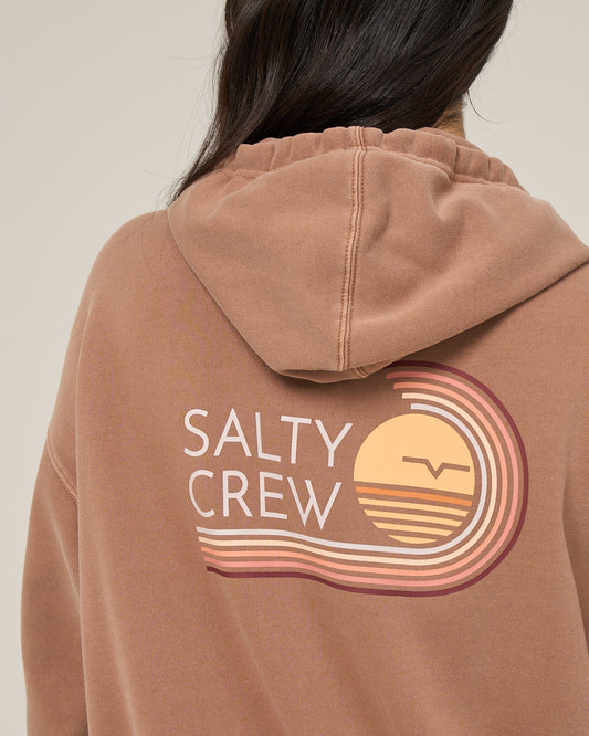 Close up back view of the Ombre Wave Hooded Zip - Mocha. 