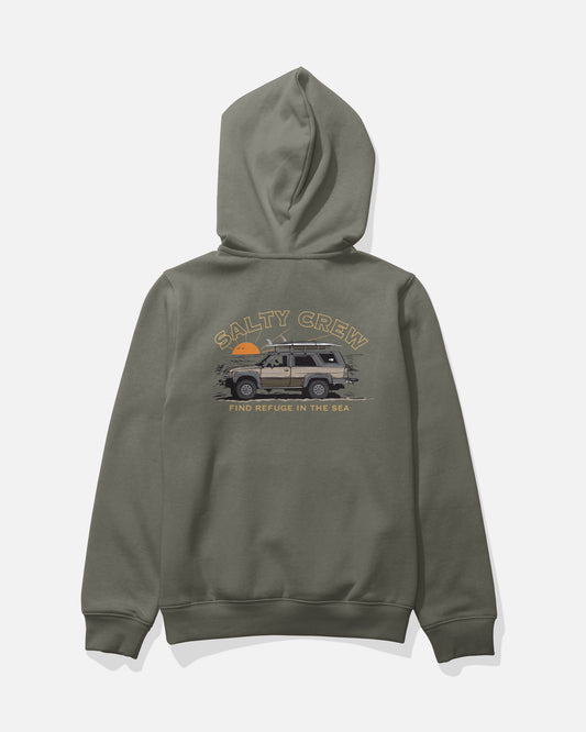 Back view of the Get Ready Boys Fleece - Dusty Olive. 