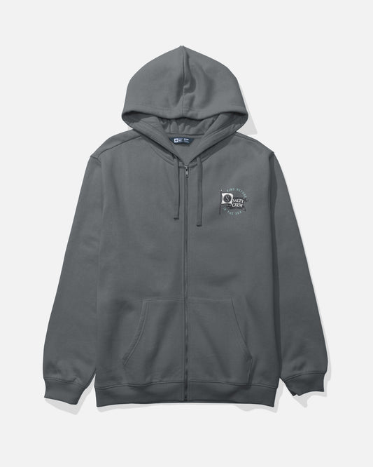 Front view of the Wavey Zip Fleece - Charcoal.