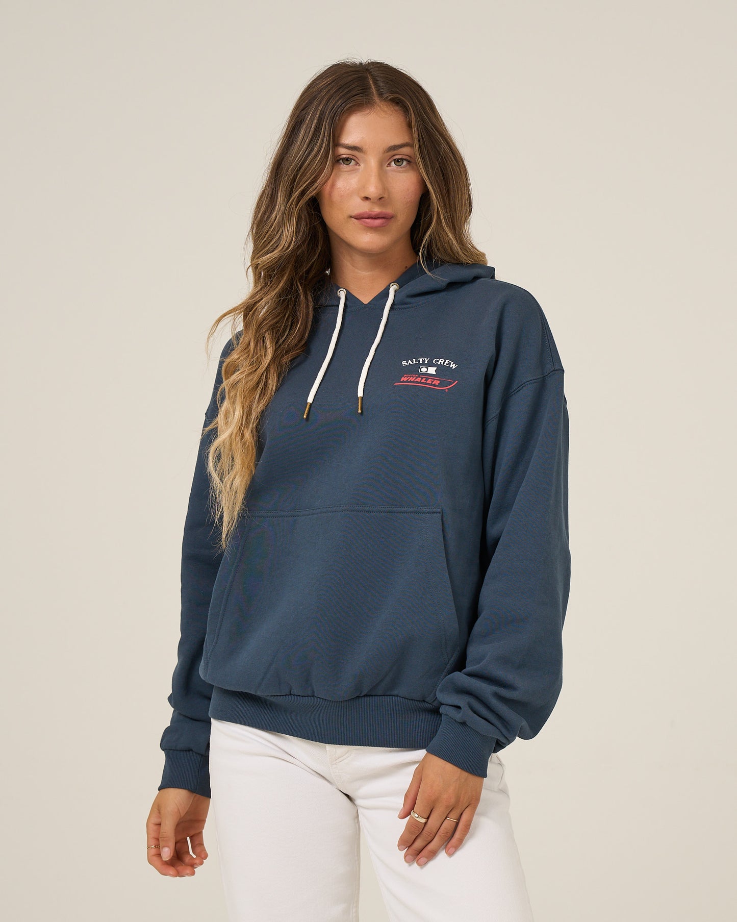 Front view of the Whaler Hoodie - Midnight Navy. 