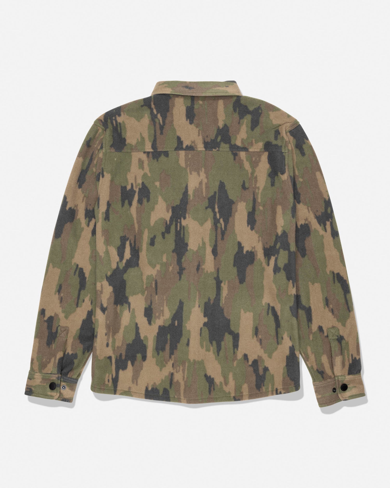Back view of Shelter Polar Shirt Ranger in camouflage, featuring collar and yoke detail