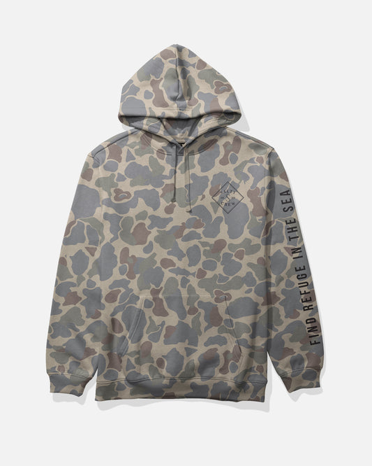 Front view of the Tippet Ranger Hood Fleece - Sand Camo. 