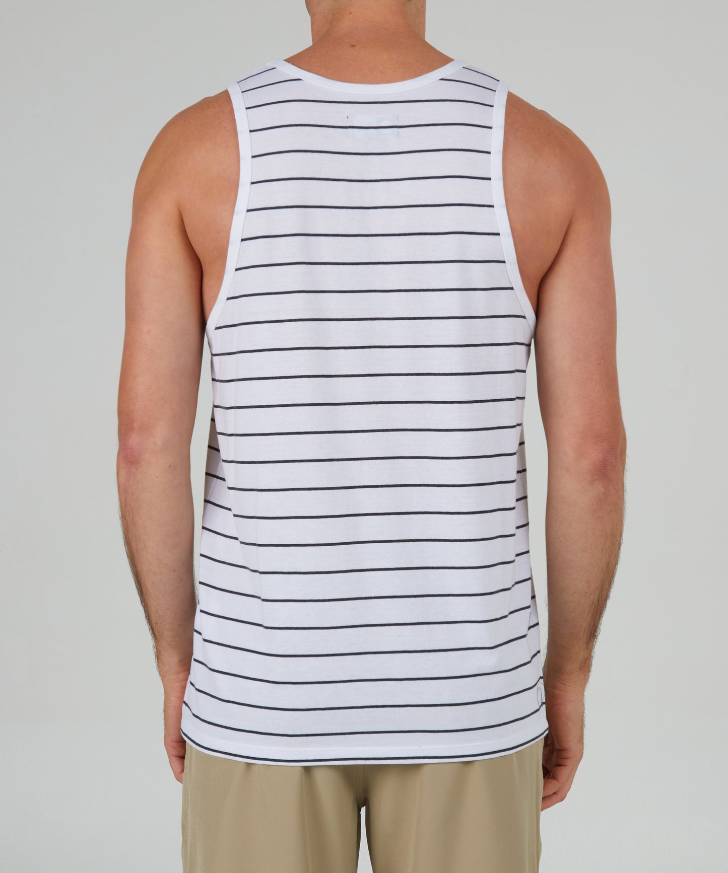 back view of Ahoy White Black Tank Top
