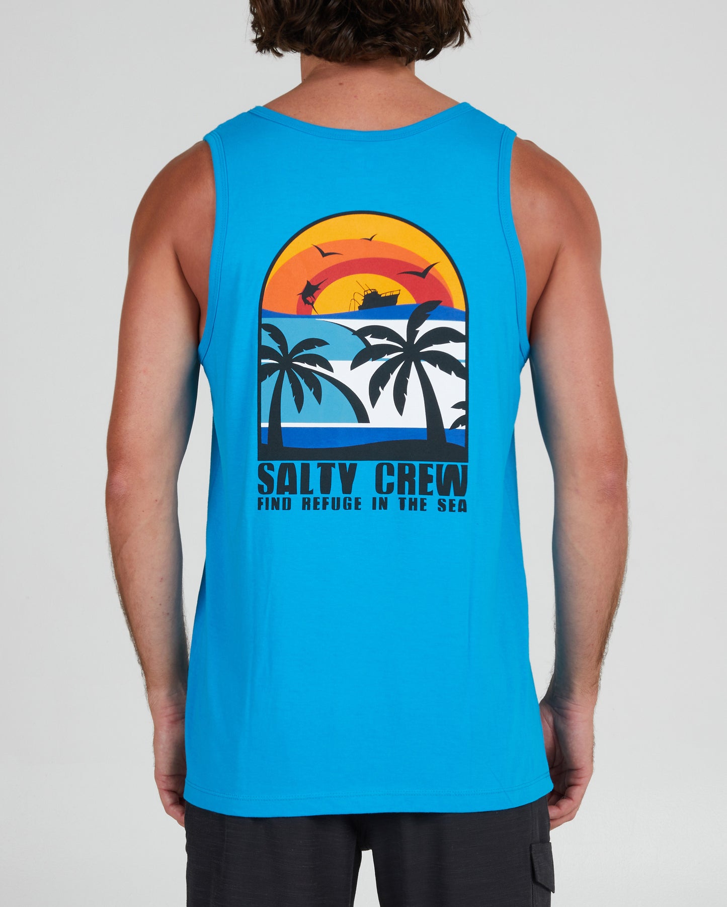 back view of Beach Day Turquoise Tank