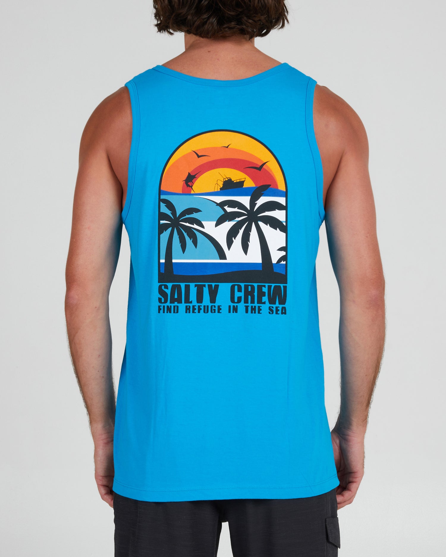 back view of Beach Day Turquoise Tank
