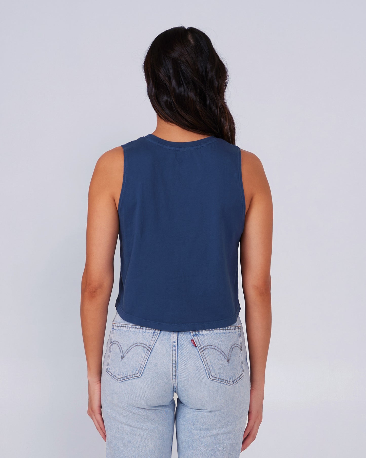back view of Salty Seventies Denim Cropped Tank