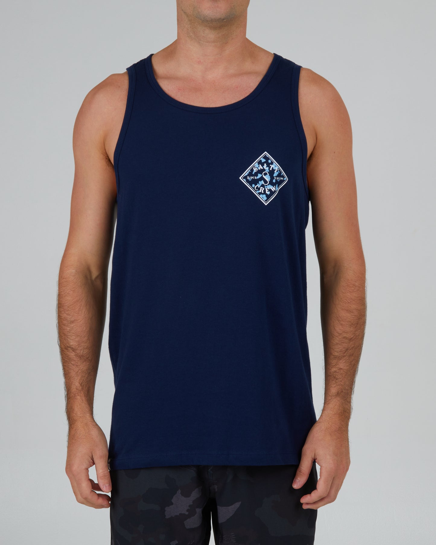 front view of Tippet Tropics Navy Tank