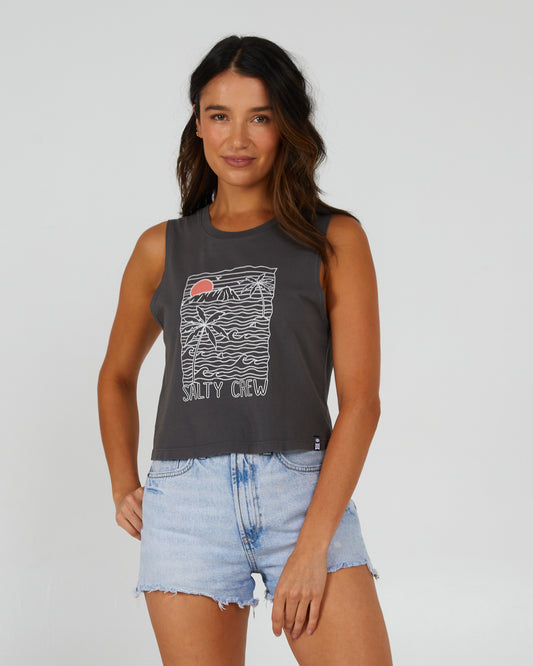 front view of Joy Charcoal Cropped Tank