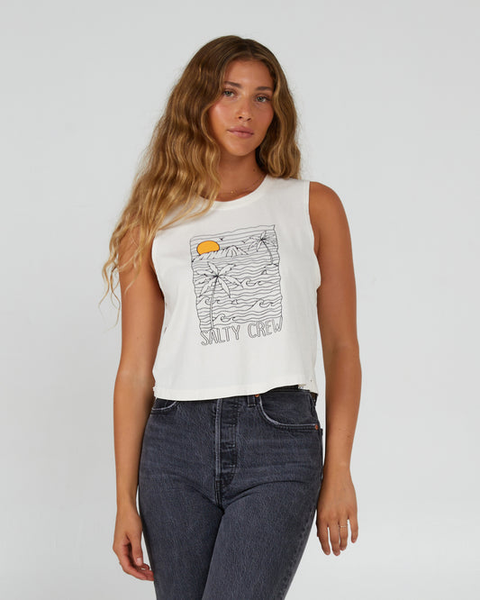 front view of Joy Off White Cropped Tank