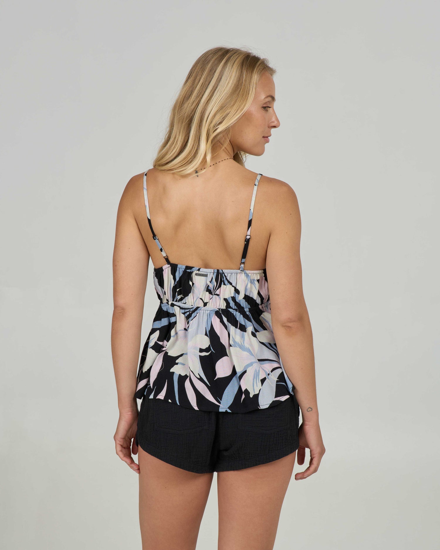 Back view of the Bloomed Cami - Black. 