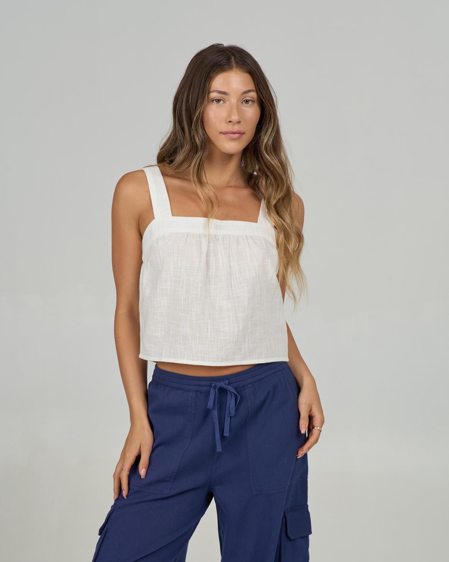 Front view of the Charter Cami - Off White. 