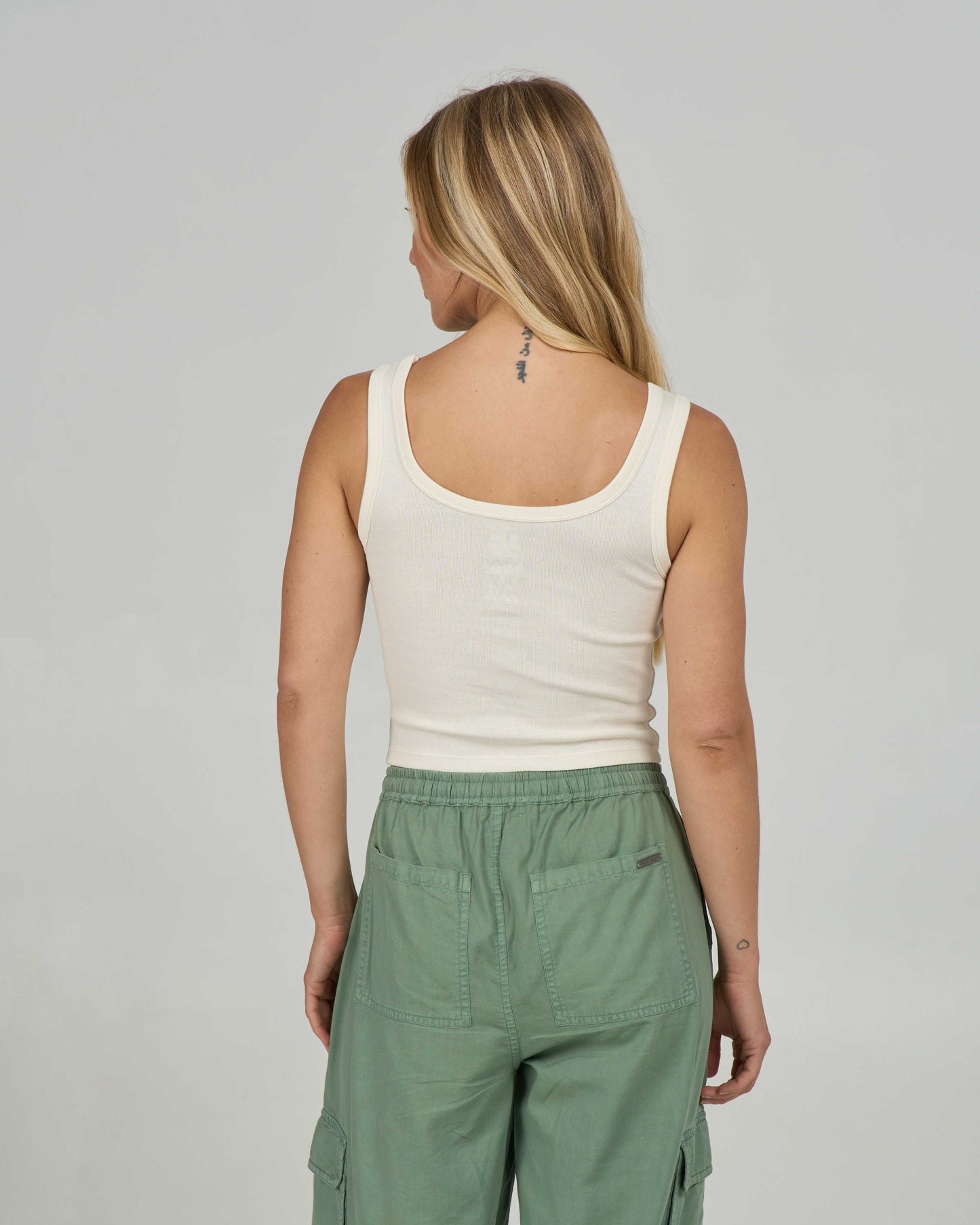Back view of the Unscripted Tank - Off White. 